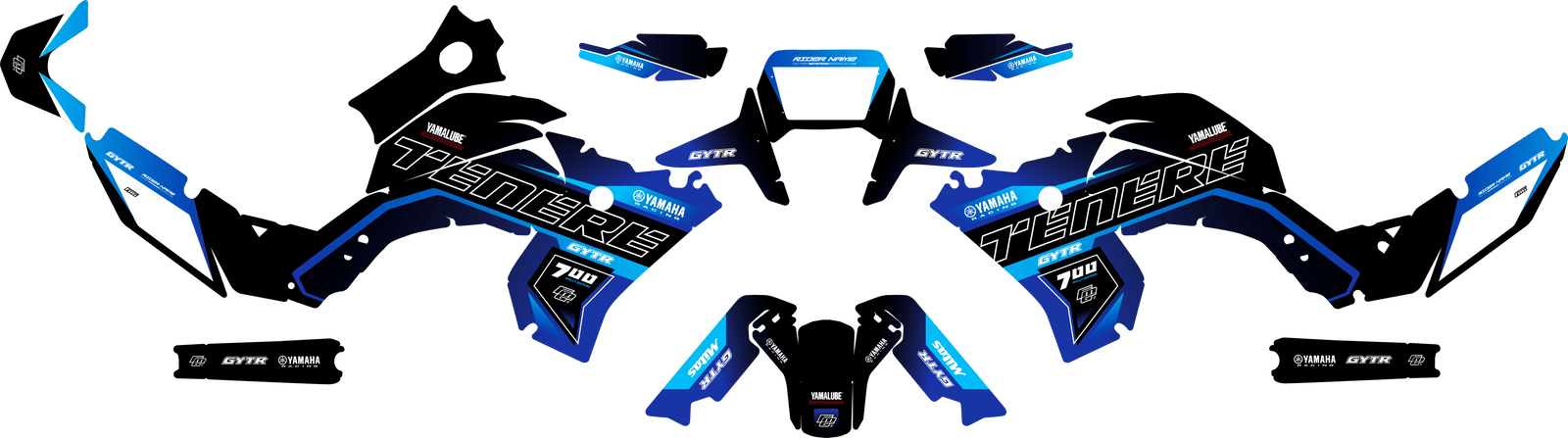 Yamaha Black & Blue Rally Graphics Tenere 700 Graphics Kit
