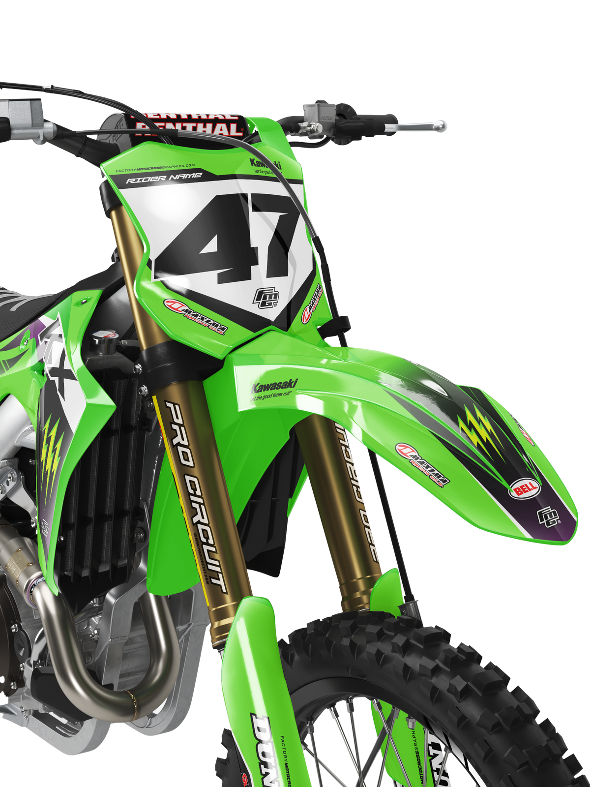 FACTORY KAWASAKI GRAPHICS LK EDITION BLACK &amp; GREEN TEAM GRAPHICS KIT
