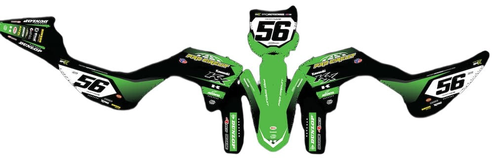 KAWASAKI ProCircuit Black &amp; Green Team GRAPHICS KIT
