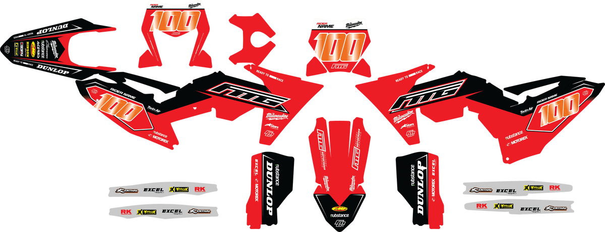 Red Milwaukee TEAM GRAPHICS KIT.