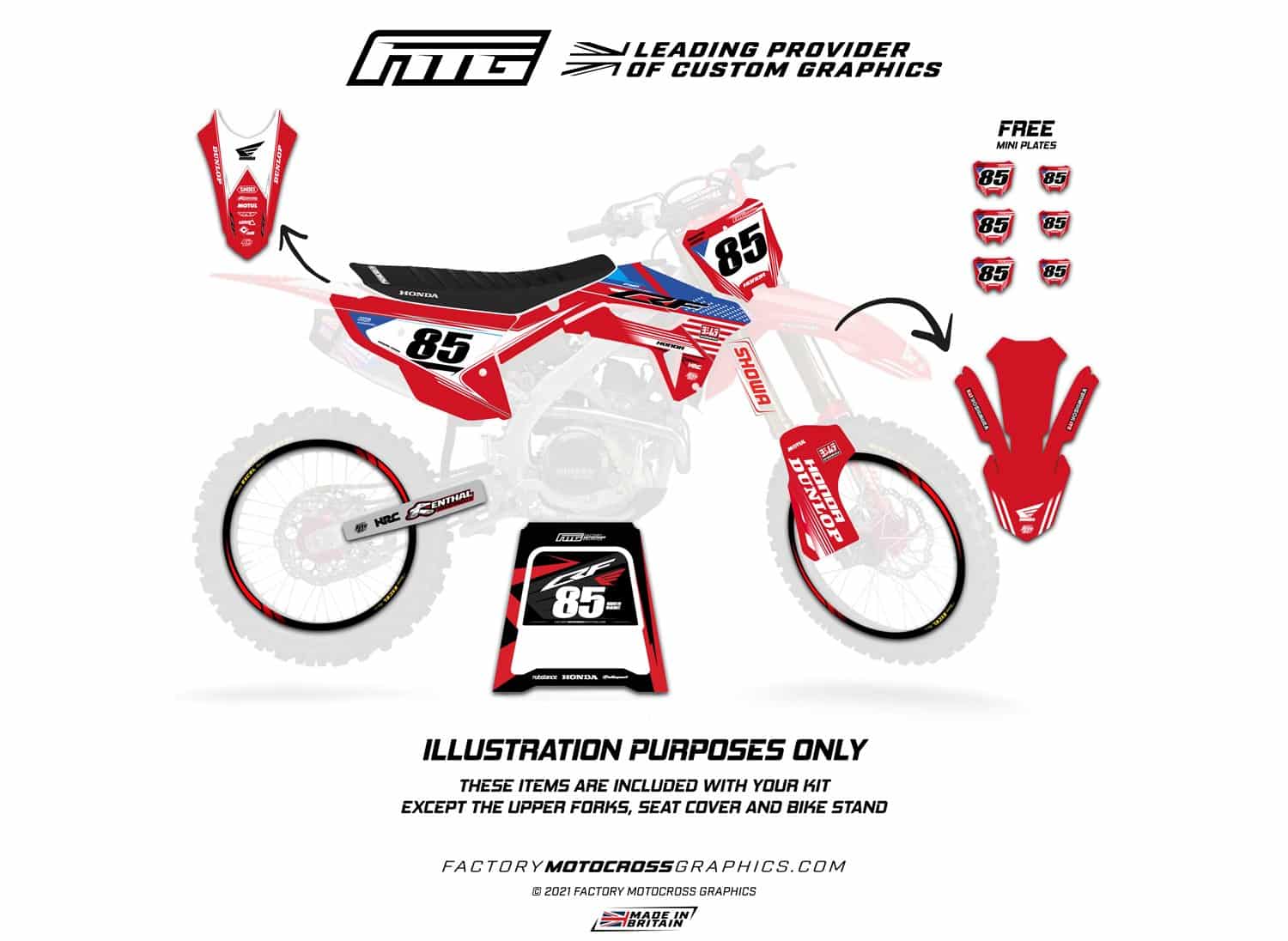 Honda CRF/CR Grey Triumph Graphics Kit