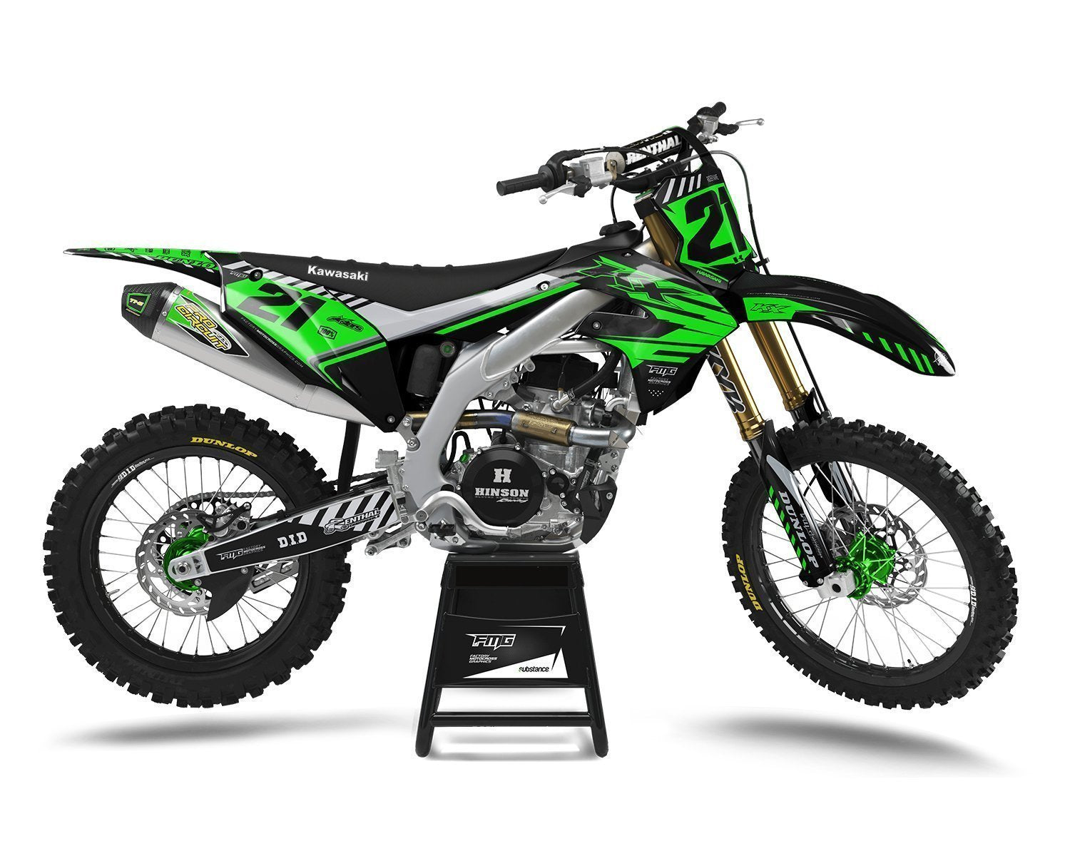 Black Custom Kawasaki Motocross Decals