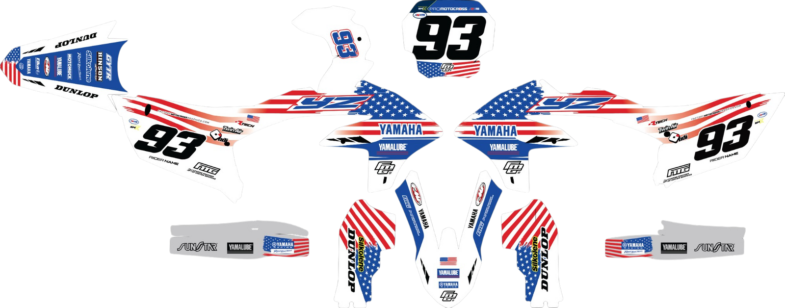 Yamaha GYTR RED WHITE & BLUE GRAPHICS KIT.