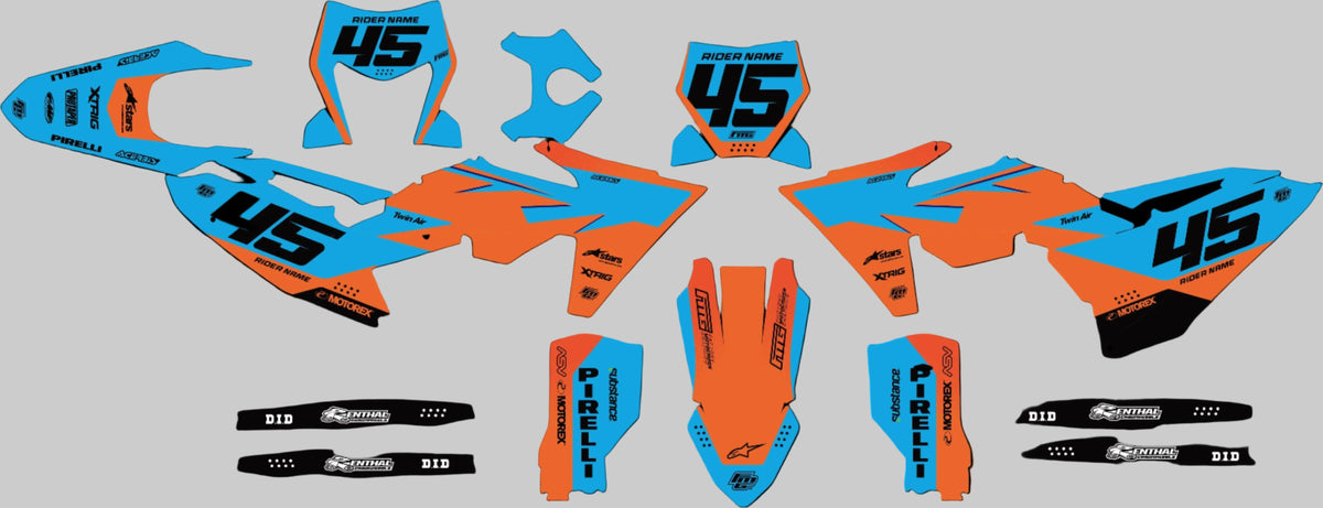 Fits KTM VOLTA BLUE &amp; ORANGE GRAPHICS KIT
