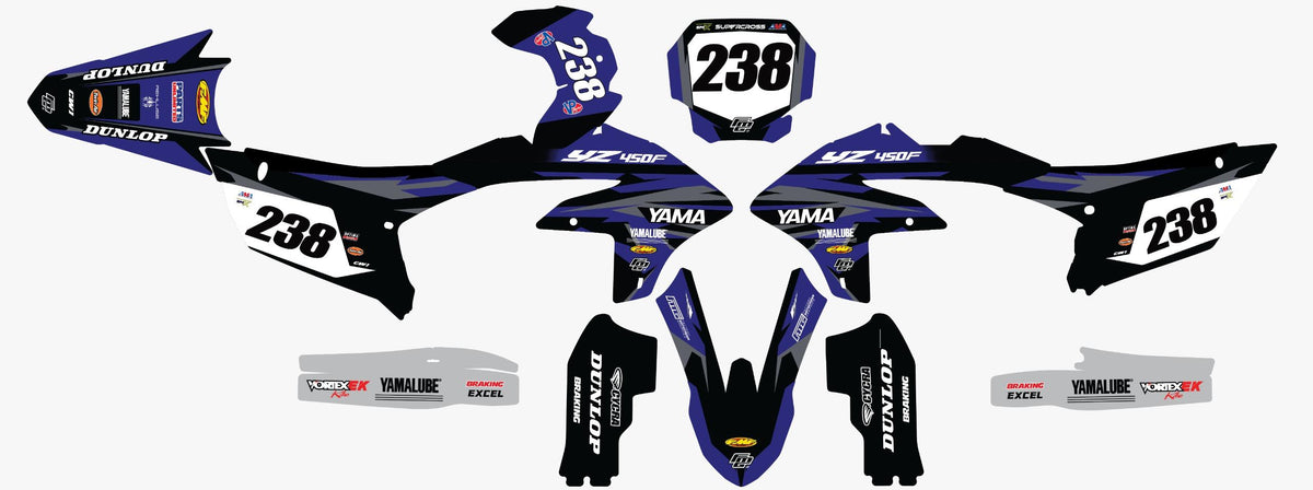 Yamaha factory black & blue graphics kit